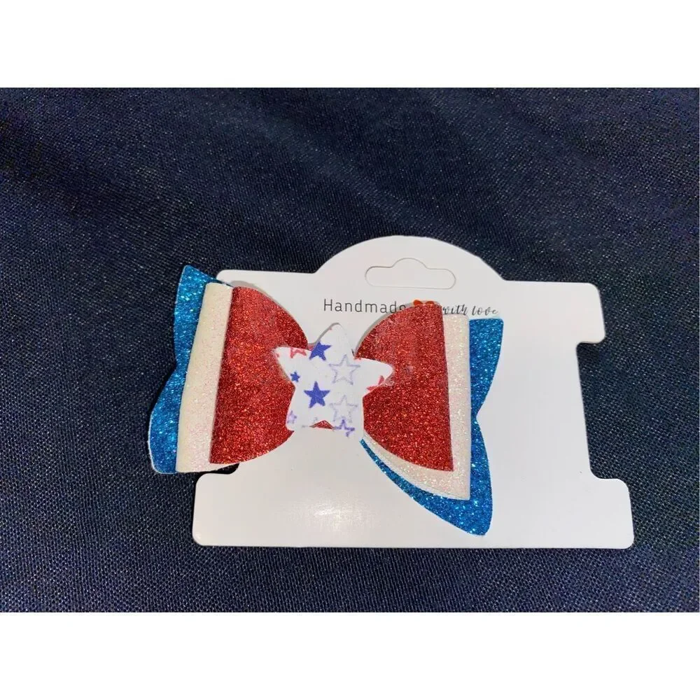 ⭐️5/$10⭐️ Red, White, and Blue Glitter Hair Bow